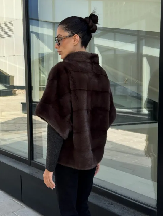 Норковый пуховик-жилет 2в1  цвет соболь - фото 5