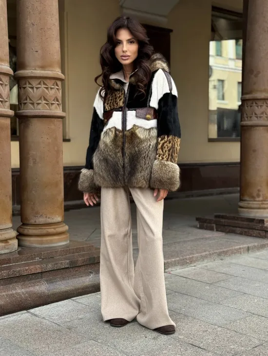 Женская меховая куртка с капюшоном из аукционной норки- черная - фото 6