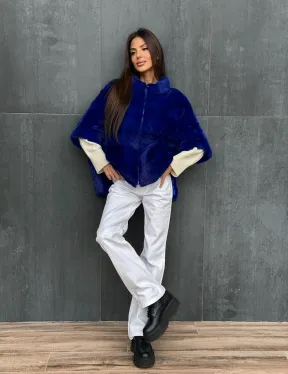 Синяя норковая кофта на молнии - фото 8