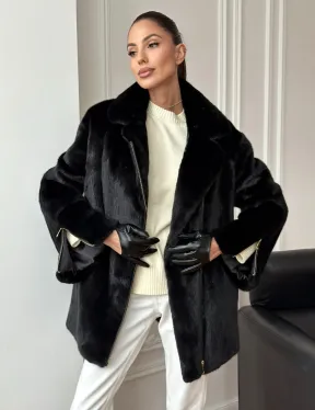 Черная норковая косуха - фото 11