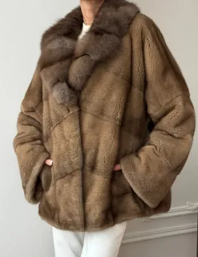 Норковый полушубок - воротник куница - фото 5