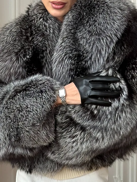 Кроп-шуба из чернобурой лисы - фото 1