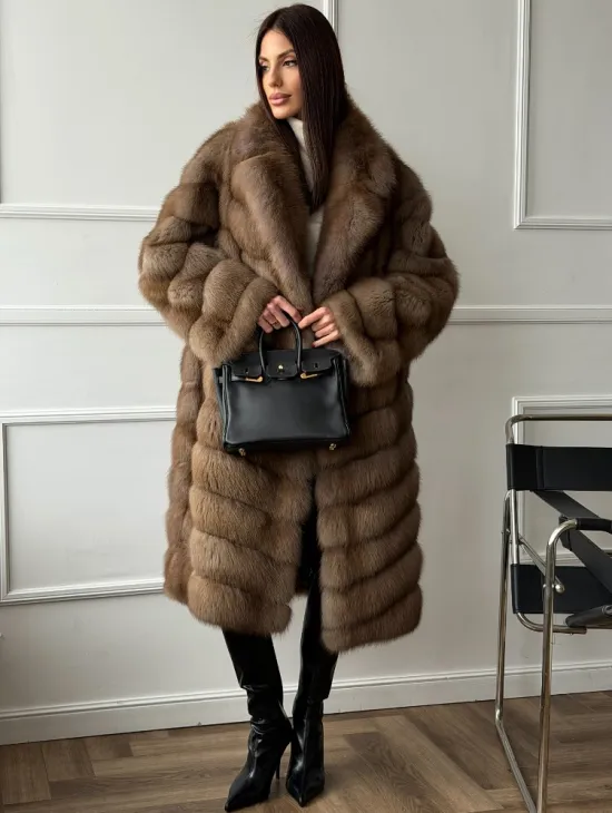Шуба из куницы - английский воротник - фото 9