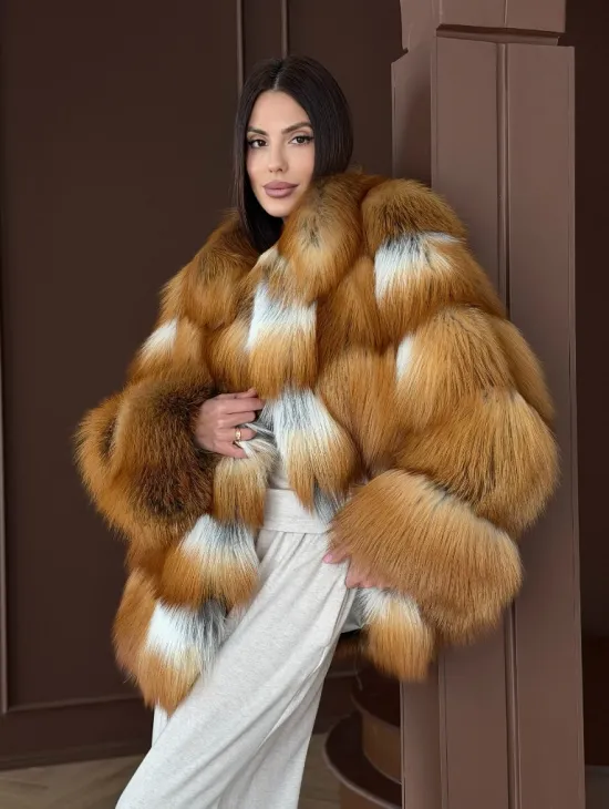 Короткая шуба из рыжей лисы - фото 10