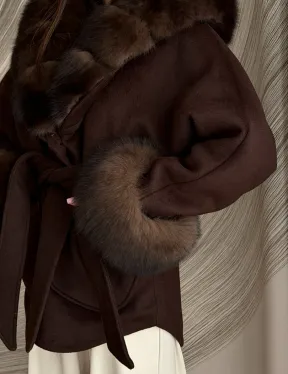 Пальто с мехом песца под соболь - фото 3